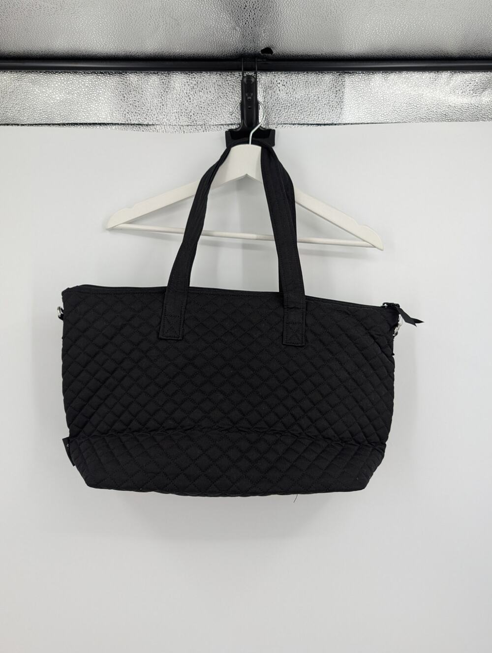 NWT Vera Bradley Lyla Shoulder Bag Tote Black Quilted Errands Teacher Mom Preppy